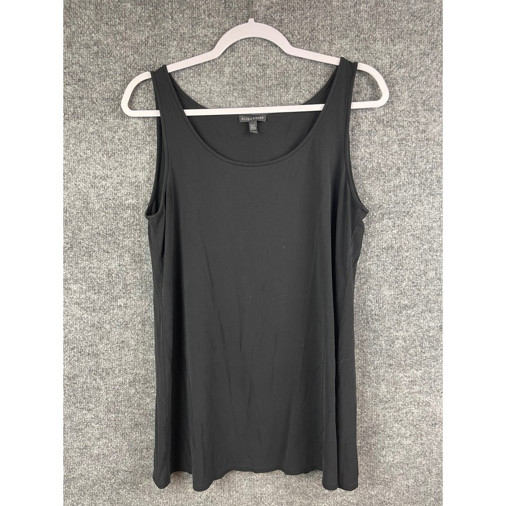 Eileen Fisher Tank Top Womens Medium Black Excellent 100% Silk Scoop Neck Jersey